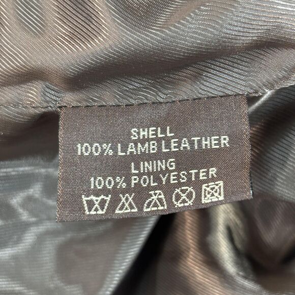 Guess Leather Jacket Women's Large Brown Lamb Leather Blazer One Button Pockets - Picture 8 of 8